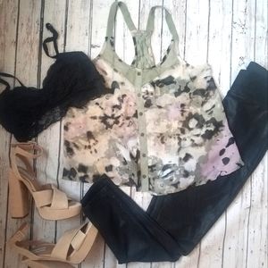 Semi sheer patterned tank